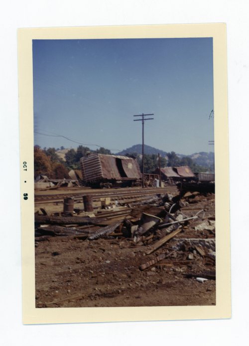 Aftermath of explosion near downtown Roseburg, October 1959.Robert J. Miller photographer, Acc. 2496