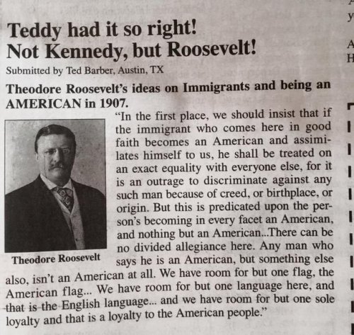 donaldtrumpispresidentdealwithit:Teddy Roosevelt on what it means to be an American.That’s a fact!!