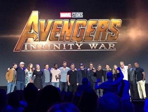 The cast of AVENGERS INFINITY WAR on the D23 Expo stage this afternoon. #d23expo #d23