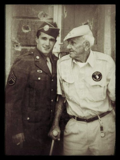 William J. Guarnere (28 April 1923 – 8 March 2014) with actor Frank John Hughes from Band of Brother