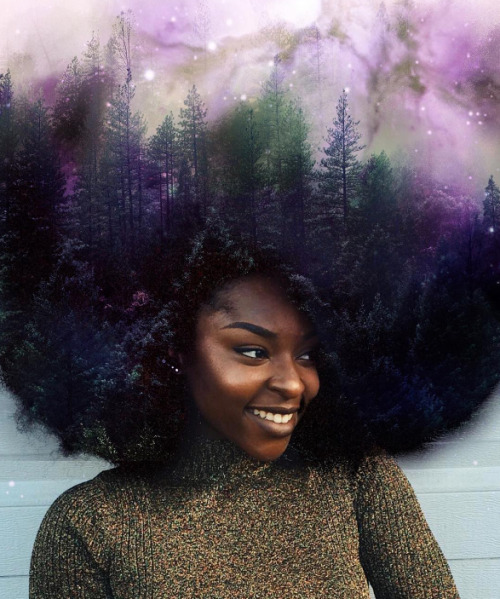 thecarboncoast:realhumanbeans:thechanelmuse:Artist Paints the Universe and Nature into Black Women&r