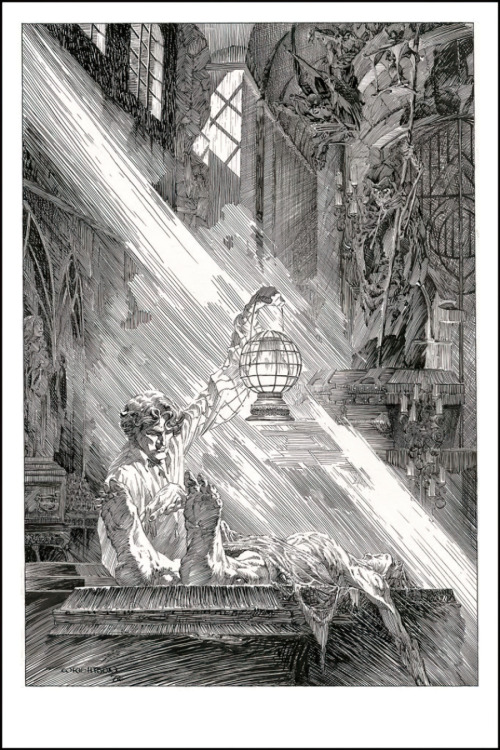  ‘Recourse To Death’ by Bernie Wrightson, from the illustrated edition of 'Frankenstein&