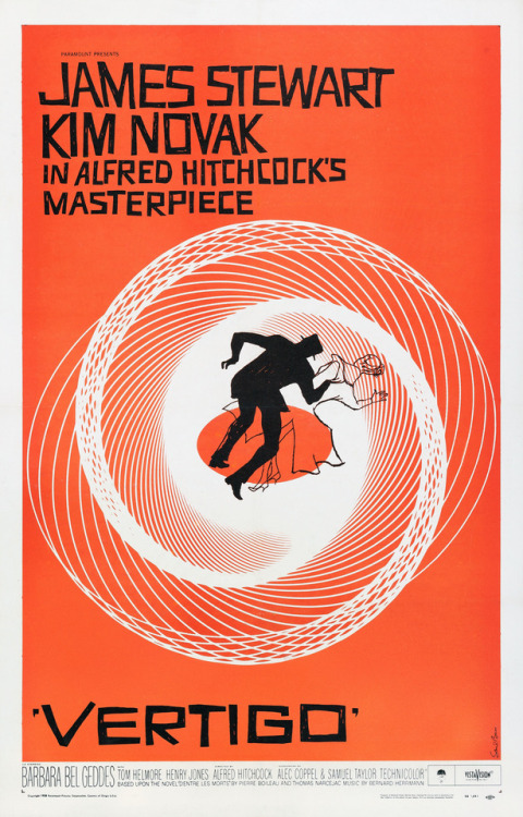 A downward spiral of events: the classic Saul Bass poster for Vertigo (1958).