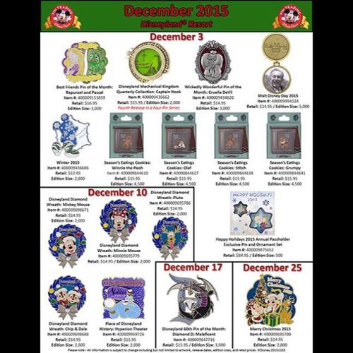 Here is a look at Disneyland’s pin releases for December! What pins catch your eye? #disneypin