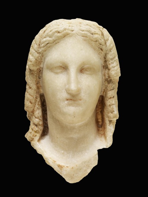 hismarmorealcalm:Head of Queen Arsinoe III  217 - 203 B.C. Hellenistic-Ptolemaic  Carved marble with