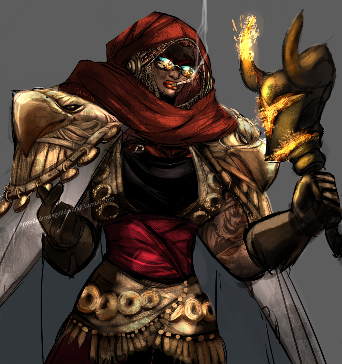 ependadrawsguildwars2:  Thinking up concepts for when PoF hit, Toska is going to