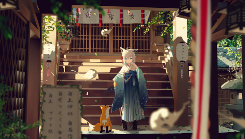 Shirakami Shrine | 白神神社Shirakami Fubuki 白上フブキHotaru Shiraishi 白石ほたる (art)