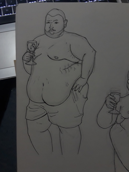fatbestfriend:  bean-pronounced-bawn:  @fatbestfriend let me post these drawings of him!! other than I can’t draw faces for the life of me, I rather like these 😁😁  @bean-pronounced-bawn is talented and awesome and more people should be following