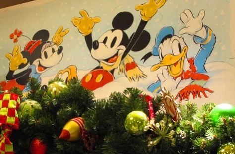 Buena Vista Street is decked out in vintage-style ornaments and decor, with Disney California Advent