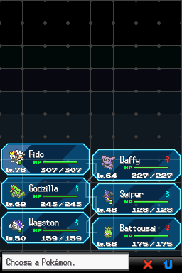 We’re not going to talk about what happened last time, because spoilers.Presenting our team:spoiler tags onThe journey of going everywhere on the map and beating the fully formed Elite Four and the Champion continues!Cue hysterical laughter.Geez.At