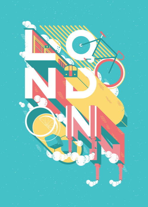 “London"のモチーフと文字が融合したような面白いグラフィック。かっこいい。(via London)