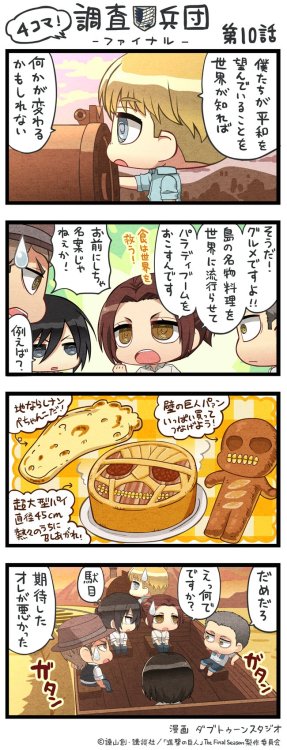 SnK Chimi Chara 4Koma: Episode 69 (Season 4 Ep 10)The popular four-panel chimi chara comics for SnK 