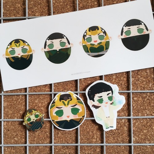 Loki Bundle Set / Stickers and pin with free worldwide shipping. The chibi is called Tomki (since I 