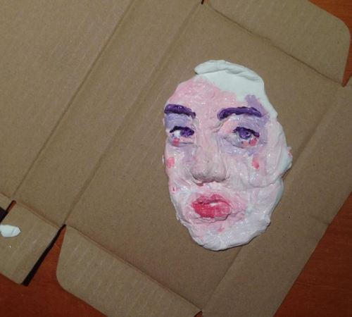 A self portrait in progress: using acrylic paint, impasto and clay to create texture