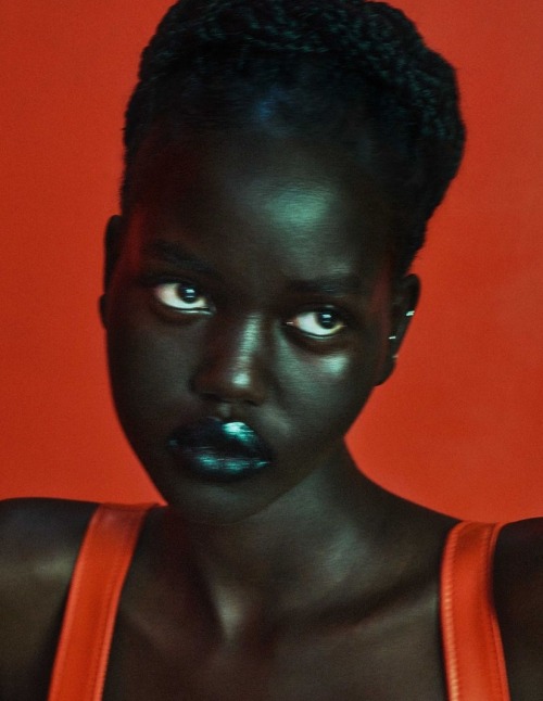 modelsof-color:Adut Akech by Chris Colls for Elle US Magazine, August 2021.
