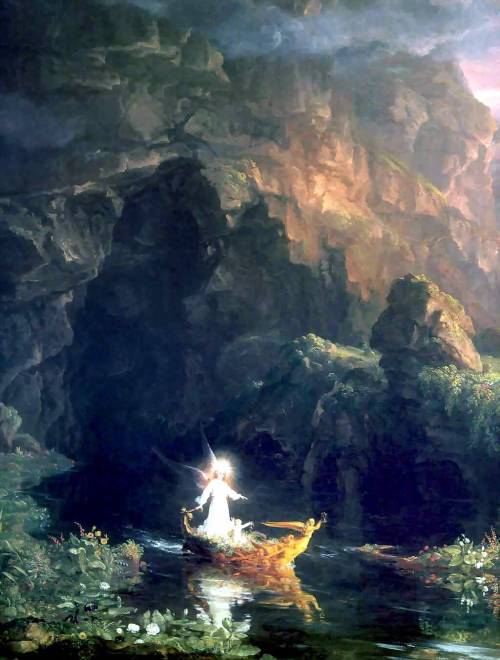 artist-thomas-cole:The Voyage of Life: Childhood (detail), Thomas Cole