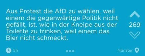 unfugbilder:  Wer in der Kneipe nicht aus dem Klo trinkt, sollte auch nicht AfD wählen