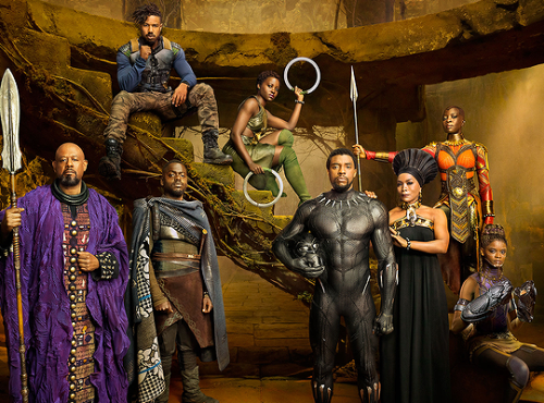theavengers:Black Panther’s characters: T’challa, Nakia, Erik Killmonger, Shuri, Okoye, W’kabi, Zuri