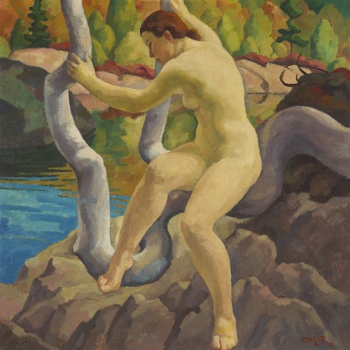 the-paintrist:ymutate:Edwin Holgate - Early Autumn  - 1938 oil on canvasRoyal Canadian Academy of Ar