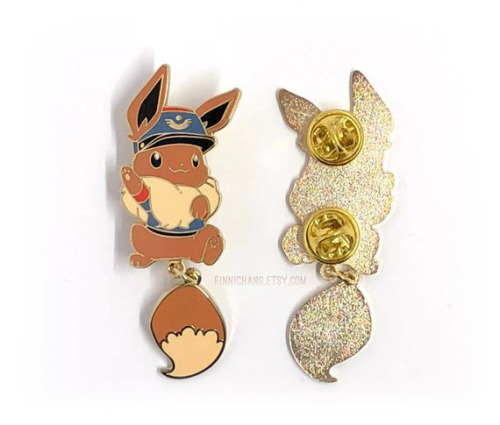 Store update!! → finnichang.etsy.comLet’s Go outfit inspired Pikachu and Eevee enamel pins with dang
