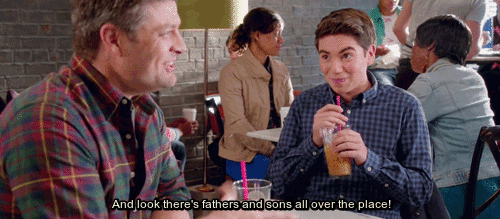 knnyoneal:  Kenny O’Neal and his dad in the gay bar: Rainbow Grind Coffee Bar
