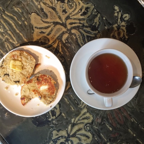 A mild and pleasantly earthy Assam at Yumchaa, Camden, London. The feta and olive scone was a doughy