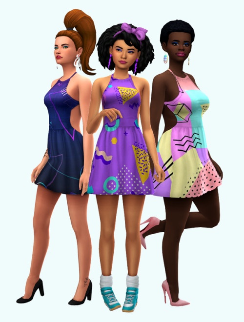 someone-elsa: “E V E L I I N A • D R E S S (This was one of my Simblreen treats/birthday special for 2020) Another dress! My second ever clothing mesh for TS4! This is a more playful one, a summer/party dress. The dress is textured with cool 80s/90s...