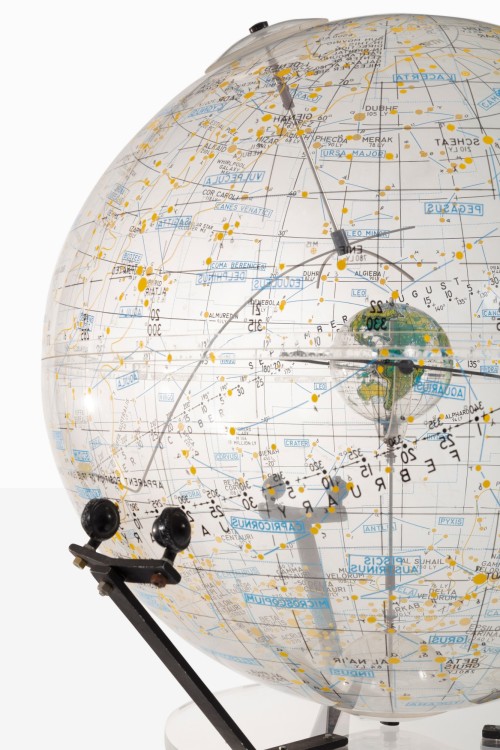  Robert Farquhar, Terrestrial and celestial globe on a stand, 1963,Printed plexiglas, plastic and pa
