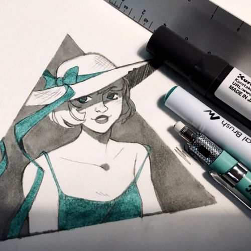bottleshark:Rose Lalonde in a sunhat, done with my artsnacks box I just got.