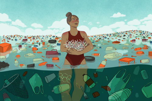 Looking beyond straws to clean up the plastic in the oceans. New illustration done for NBC News.©Lil