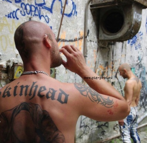 skinheadfetishboy:A pair of skinhead pigs, spent years dominating and using, then overtime, the need