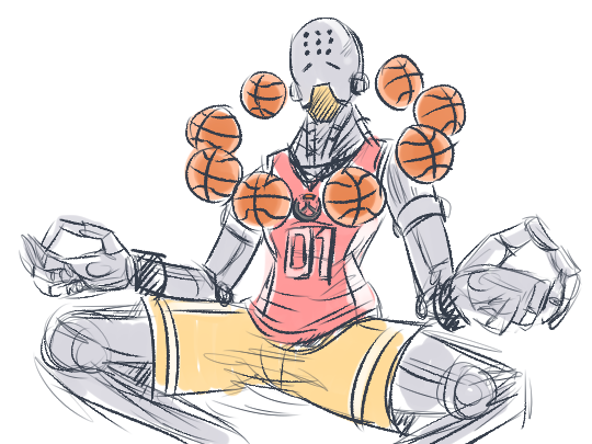 edrustalot:  themysteriousmurasamecastle:  zenyatta skin that gives him basketball shorts and a jersey and all his orbs are basketballs   