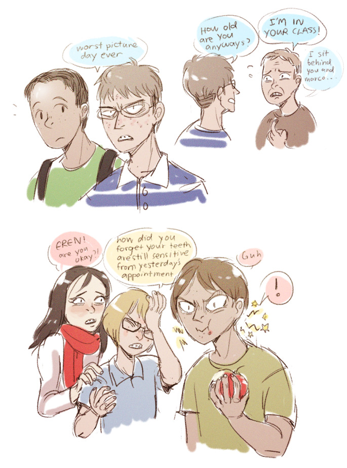 marcobutt:  shiiiiingeki:  middleschool au, the au that i can deeply relate with