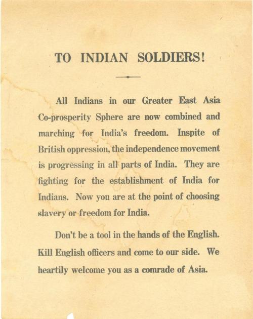 worldwar-two:“Don’t be a tool in the hands of the English.” Leaflets circulated by
