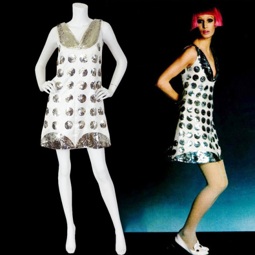 Courreges Attributed 1969 Silver Sequin Space Age Mini DressAvailable on Featherstone Vintage