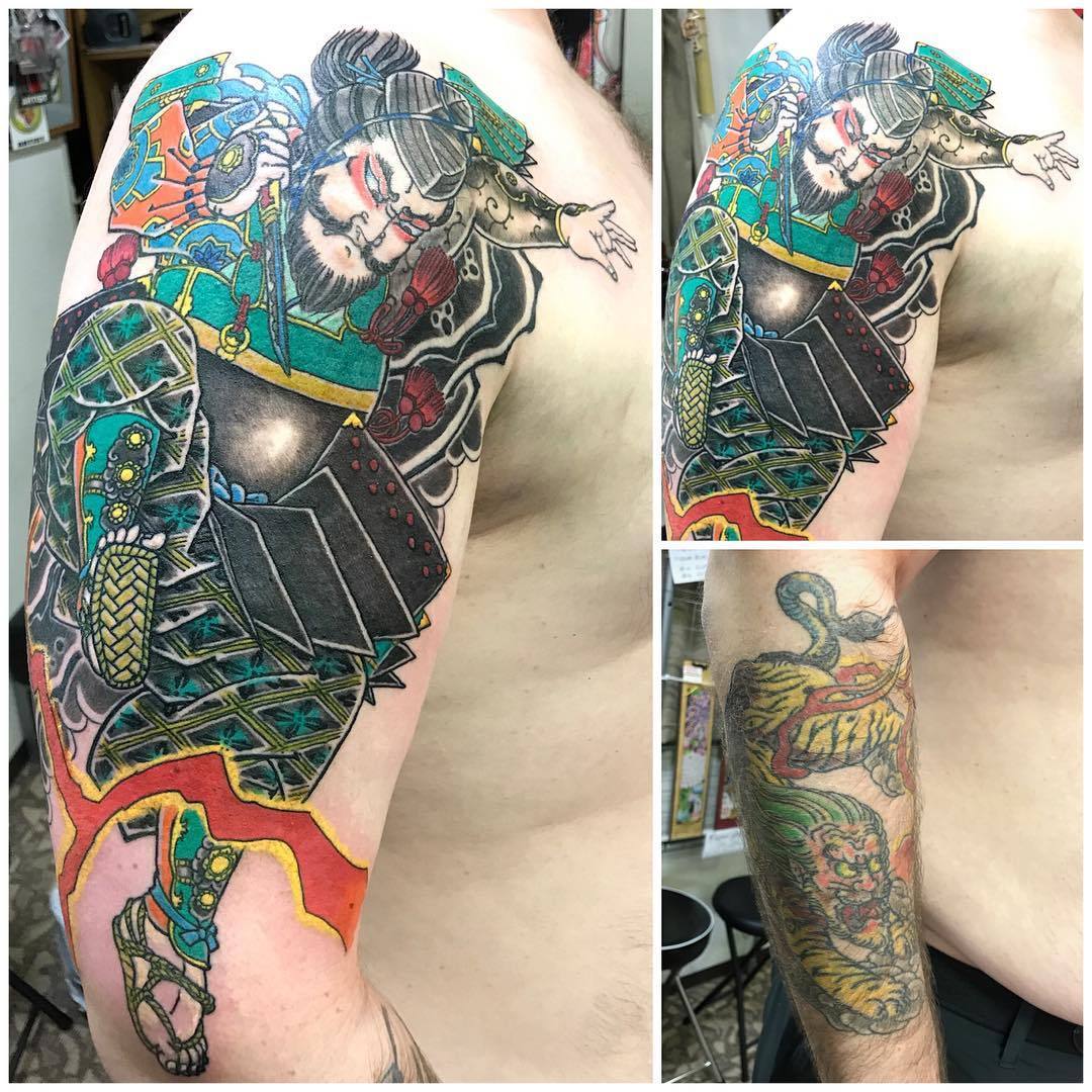 刺青師 龍元tattooist Ryugen 猪早太の鵺退治 腕 Ino Hayata Slaying Nue Arm