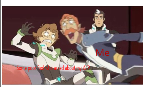 [ID: Pidge, from Voltron, looking shocked and startled as Coran rushes at her. Pidge is labelled &ld