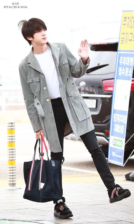 Jungkook Airport Clothes - Grey Denim Jacket