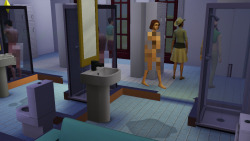 simsgonewrong:  So this lady decided to walk around in the nude after taking a shower at the gym…
