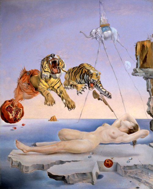 Dream Caused by the Flight of a Bee Around a Pomegranate a Second Before Awakening by Salvador Dali