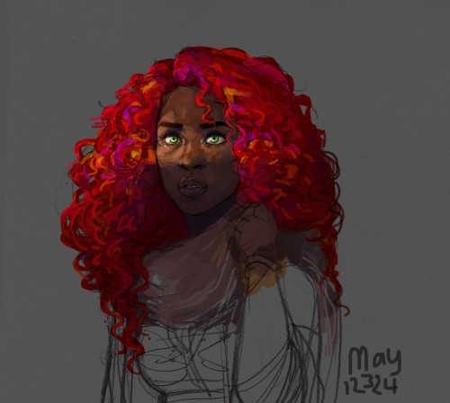 may12324:a wip i didn’t want to colour the rest of, that scene where she takes of her headscarf and 