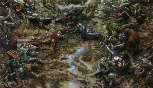 trembling-colors: The Battle of Agincourt, Donato Giancola (three panel painting)