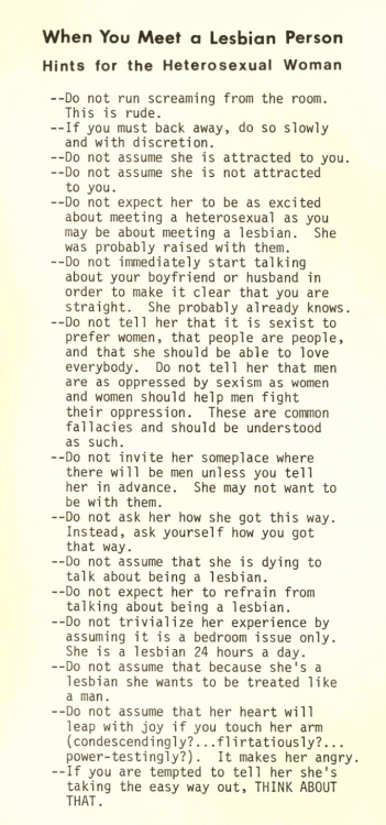 lesbianherstorian:“when you meet a lesbian person” published in an atlanta lesbian feminist newslett