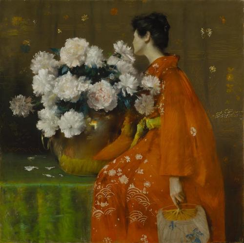William Merritt Chase (American; 1849–1916)Spring Flowers (Peonies)Pastel on paper, prepared with a 