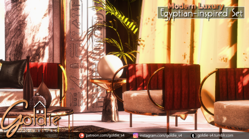 goldie-s4:Pharaonic (Egyptian-inspired) Living Room Set - The Sims 4Hello, Everyone!I brought to y