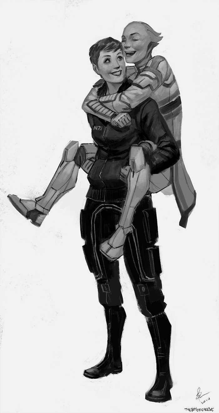 theboyofcheese:  Commisioned by Kim B. to paint her Shepard having a cute lil’