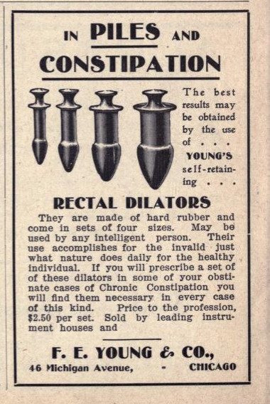 So what were these things used for?  Dr. Young’s rectal dilators.In 1892 a quack doctor by Fra