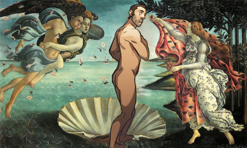 spritespi:[id: The Birth Of Venus by Sandro Botticelli edited so that instead of Venus as the subjec