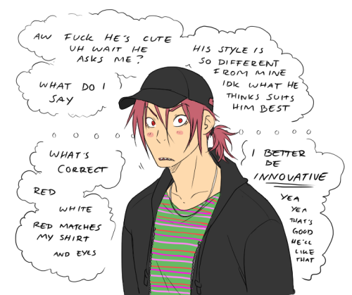hubedihubbe:  Model!Nitori AU where Rin is a disaster 