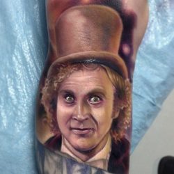 tattoosnob:  RIP Gene Wilder. You are one of the greats. Willy Wonka by @paulackertattoo  at @theseancetattooparlor in Bensalem, PA. #genewildertattoo #genewilder #willywonkatattoo #willywonka #paulacker #paulackertattoo #theseancetattooparlor #bensalem